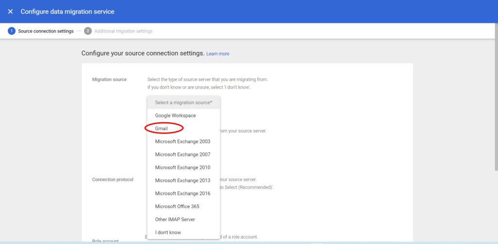 Setting up data migration