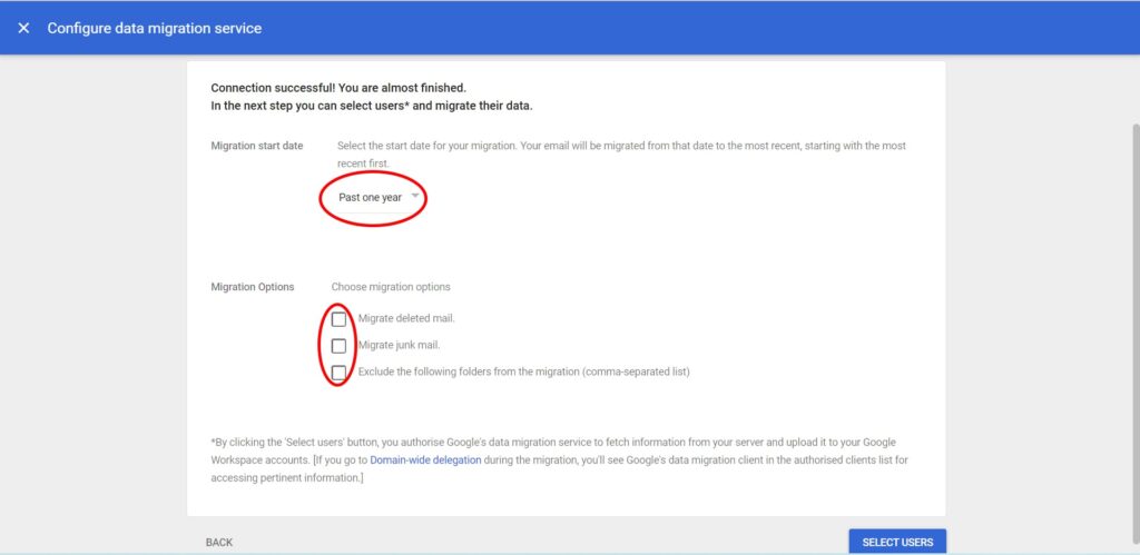 Selecting date to migrate data from.