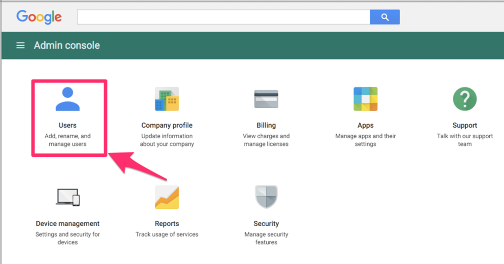 Click on the user section to remove user in google workspace